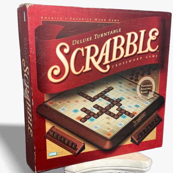 Deluxe Turntable Scrabble Crossword Game Vintage Rotating Board Incomplete Set - Picture 1 of 4